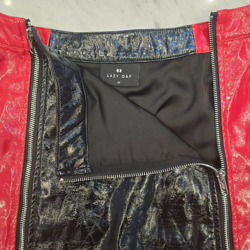 Lazy Oaf Red And Black Colorblock Panel Zipper Fa… - image 3